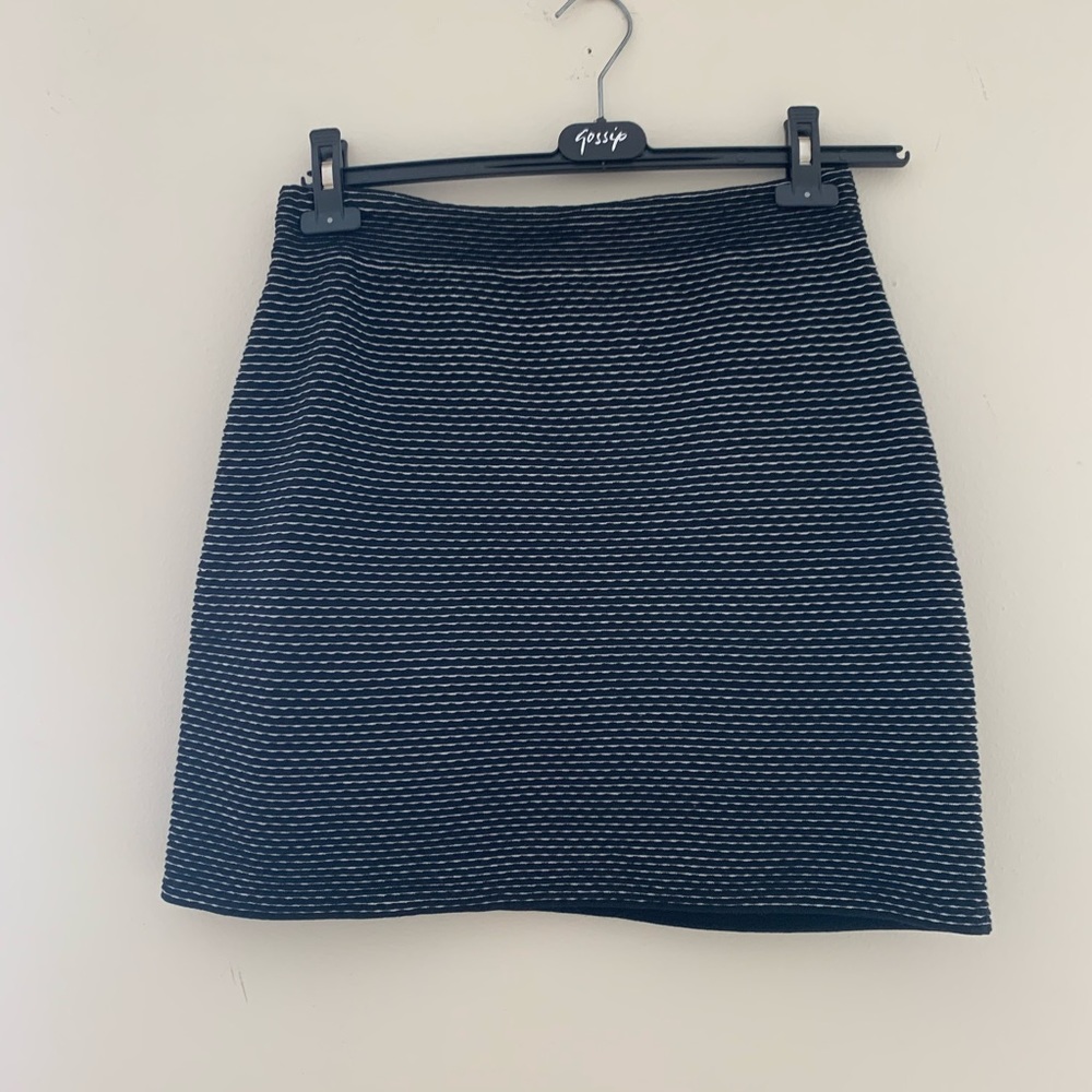 Theory Striped Black and White Mini Skirt